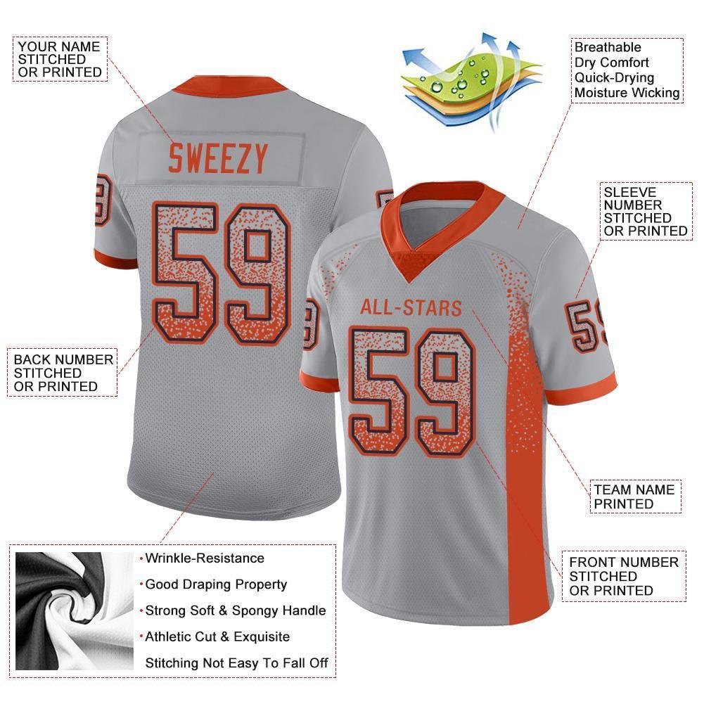Custom Light Gray Orange-Navy Drift Fashion Mesh Authentic American Football Jersey| KXKSHOP