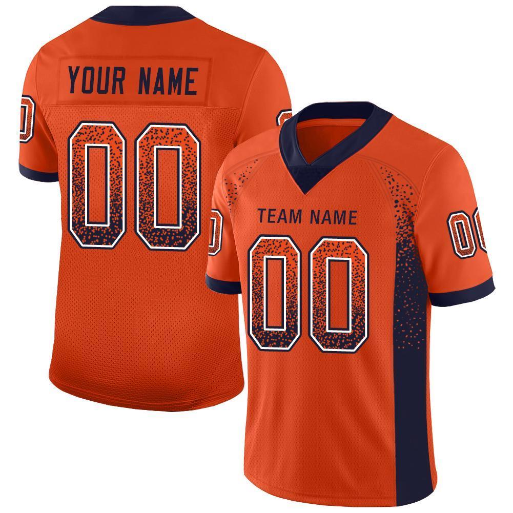 Custom Orange Navy-White Drift Fashion Mesh Authentic American Football Jersey| KXKSHOP