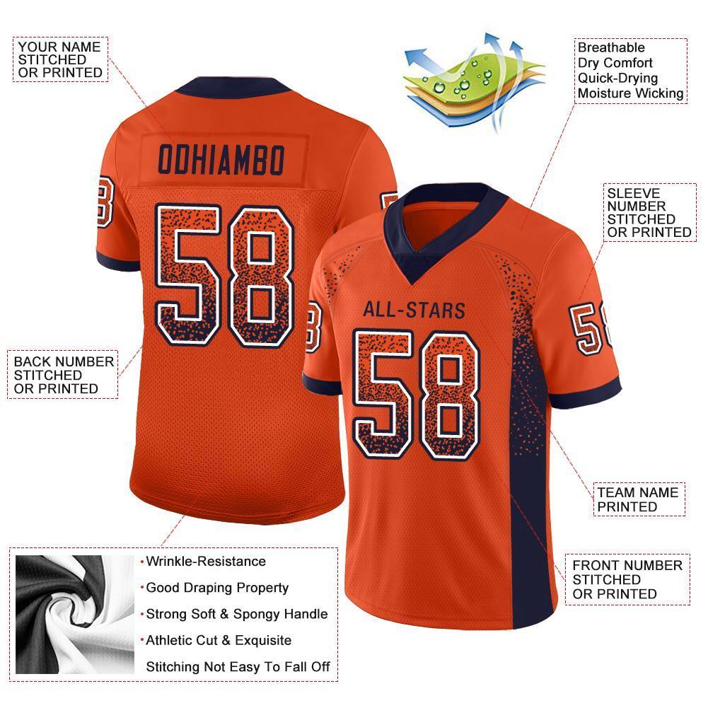 Custom Orange Navy-White Drift Fashion Mesh Authentic American Football Jersey| KXKSHOP
