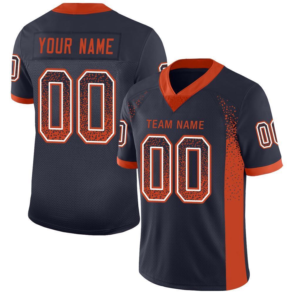 Custom Navy Orange-White Drift Fashion Mesh Authentic American Football Jersey| KXKSHOP
