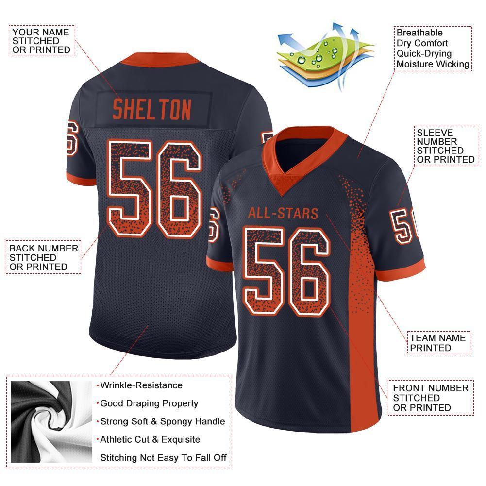 Custom Navy Orange-White Drift Fashion Mesh Authentic American Football Jersey| KXKSHOP