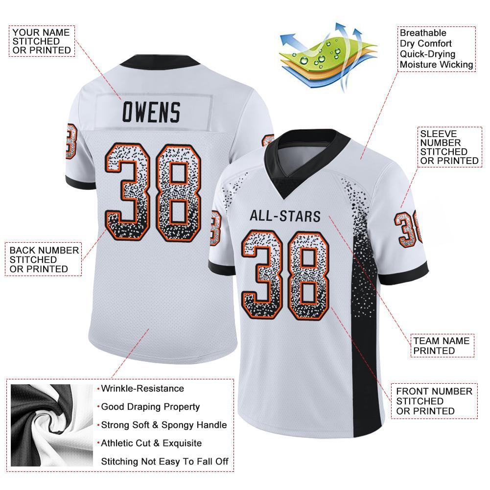 Custom White Black-Orange Drift Fashion Mesh Authentic American Football Jersey| KXKSHOP