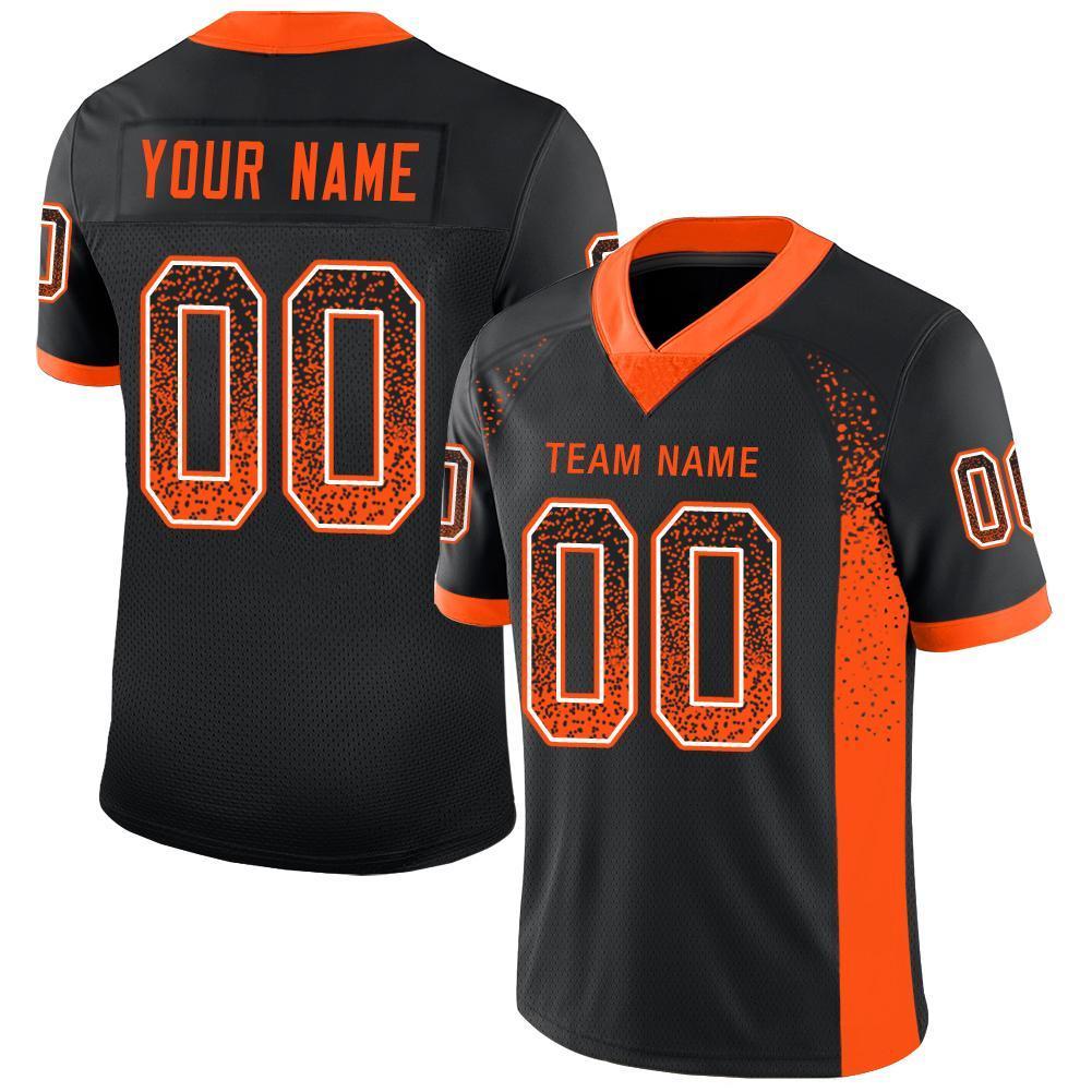 Custom Black Orange-White Drift Fashion Mesh Authentic American Football Jersey| KXKSHOP