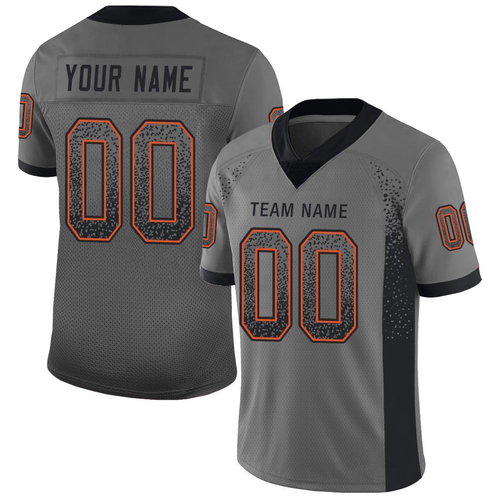 Custom Gray Black-Orange Drift Fashion Mesh Authentic American Football Jersey| KXKSHOP