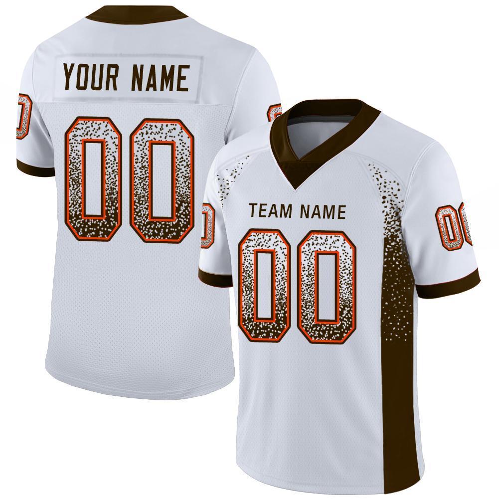 Custom White Brown-Orange Drift Fashion Mesh Authentic American Football Jersey| KXKSHOP