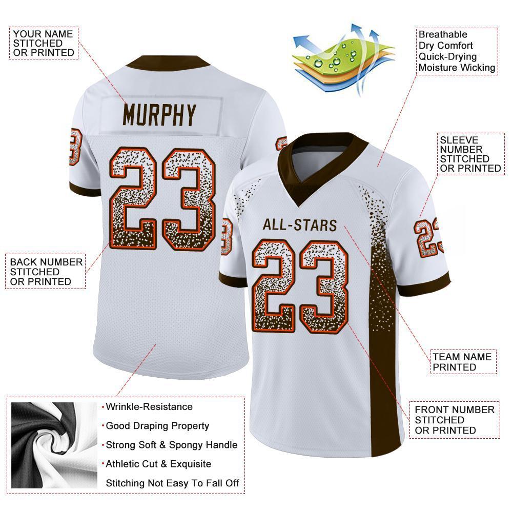 Custom White Brown-Orange Drift Fashion Mesh Authentic American Football Jersey| KXKSHOP