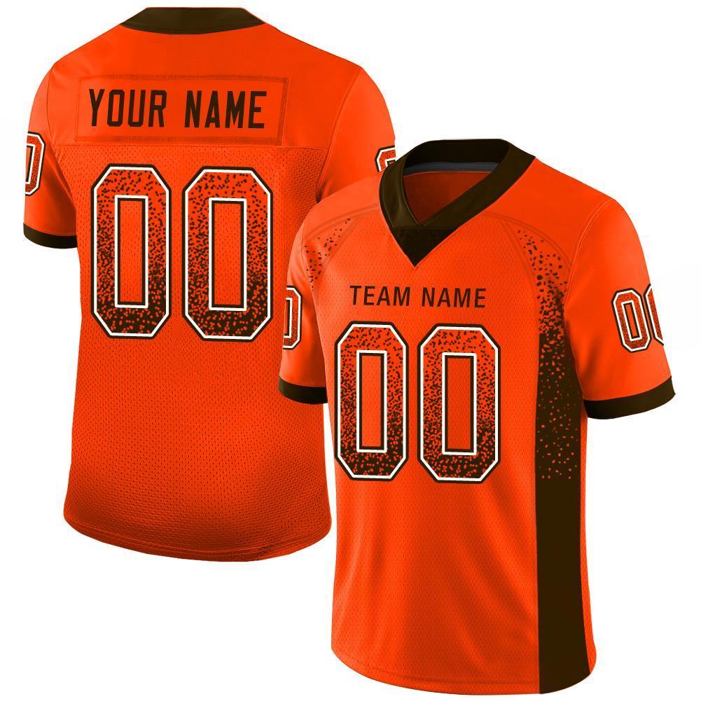 Custom Orange Brown-White Drift Fashion Mesh Authentic American Football Jersey| KXKSHOP