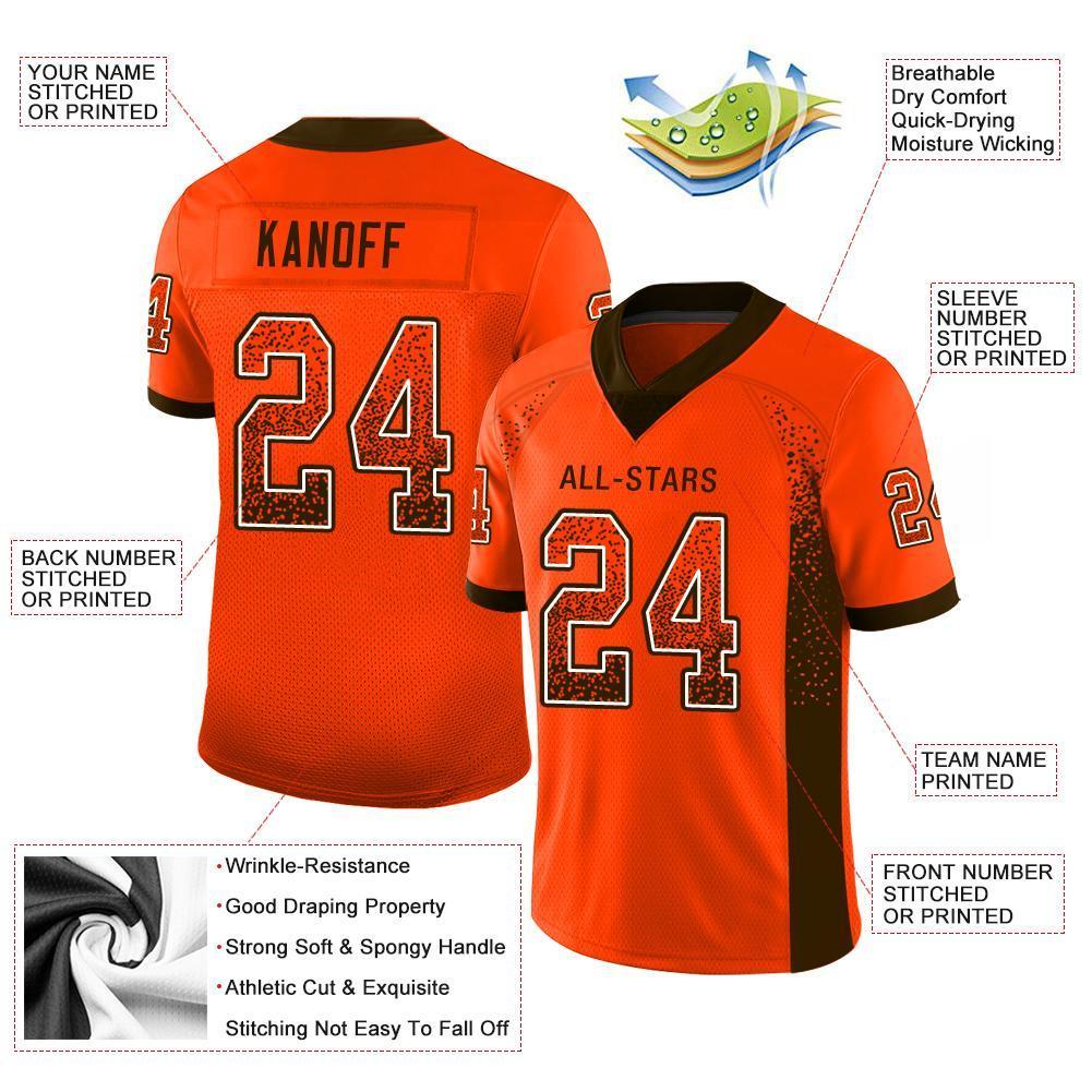 Custom Orange Brown-White Drift Fashion Mesh Authentic American Football Jersey| KXKSHOP