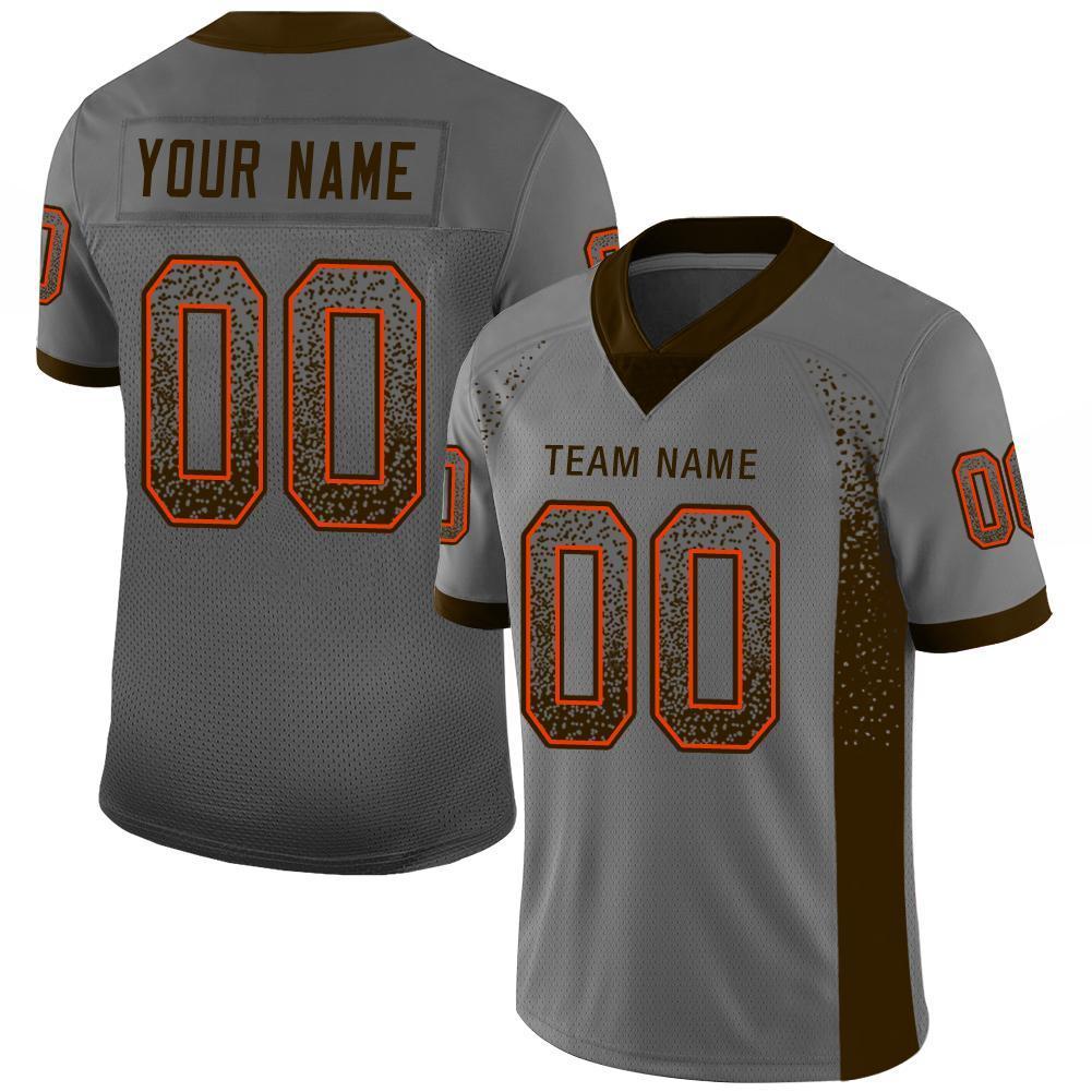 Custom Gray Brown-Orange Drift Fashion Mesh Authentic American Football Jersey| KXKSHOP