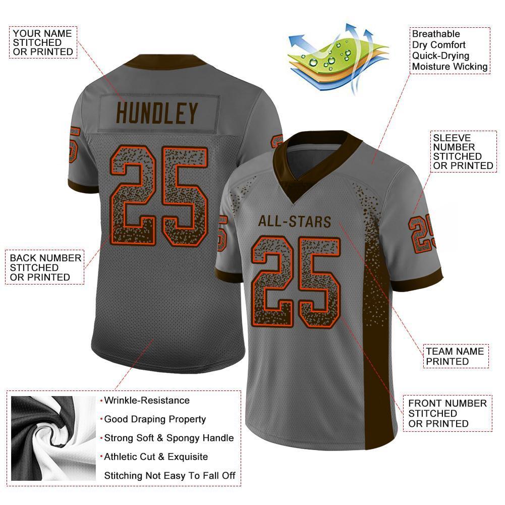 Custom Gray Brown-Orange Drift Fashion Mesh Authentic American Football Jersey| KXKSHOP