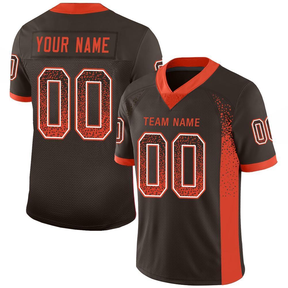Custom Brown Orange-White Drift Fashion Mesh Authentic American Football Jersey| KXKSHOP