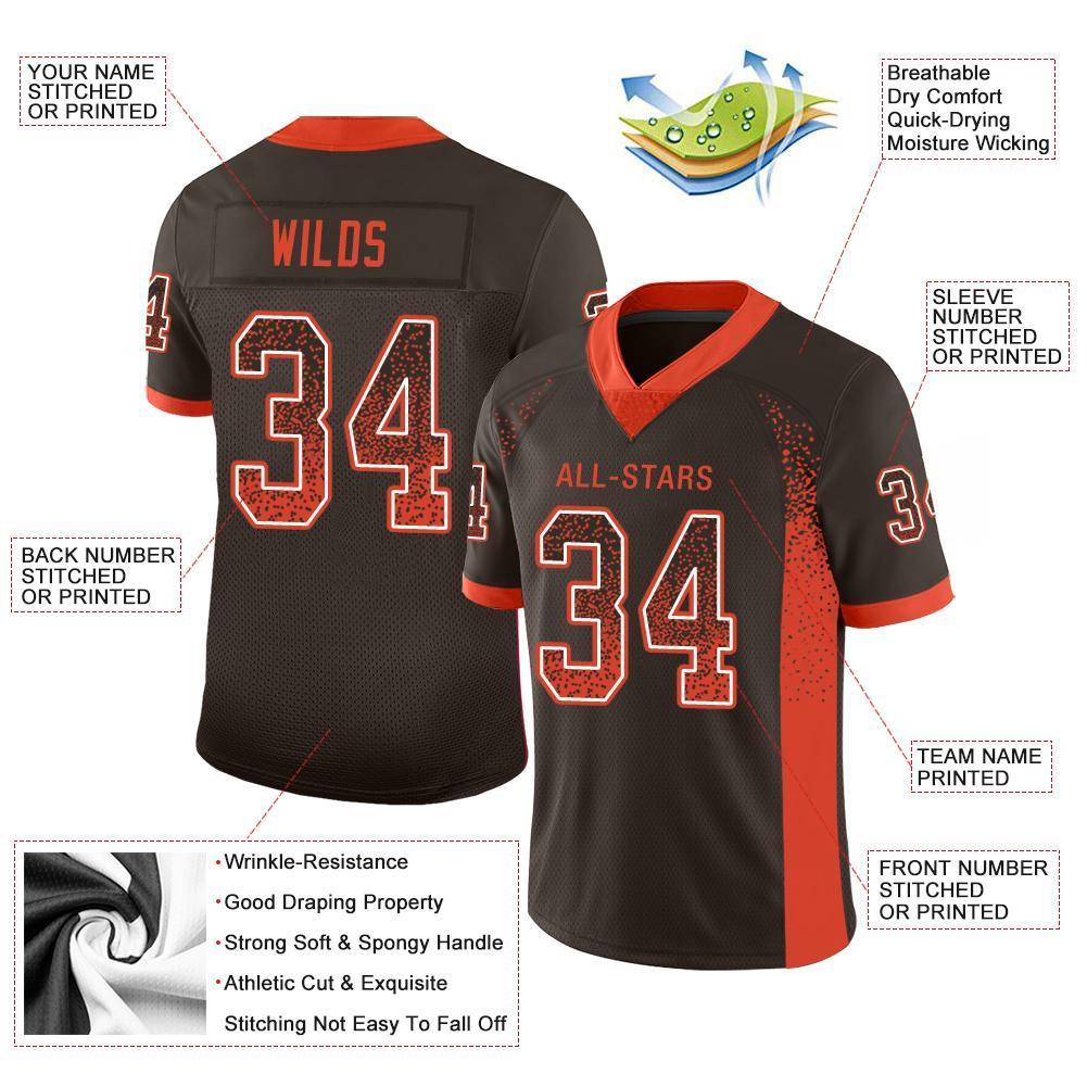 Custom Brown Orange-White Drift Fashion Mesh Authentic American Football Jersey| KXKSHOP