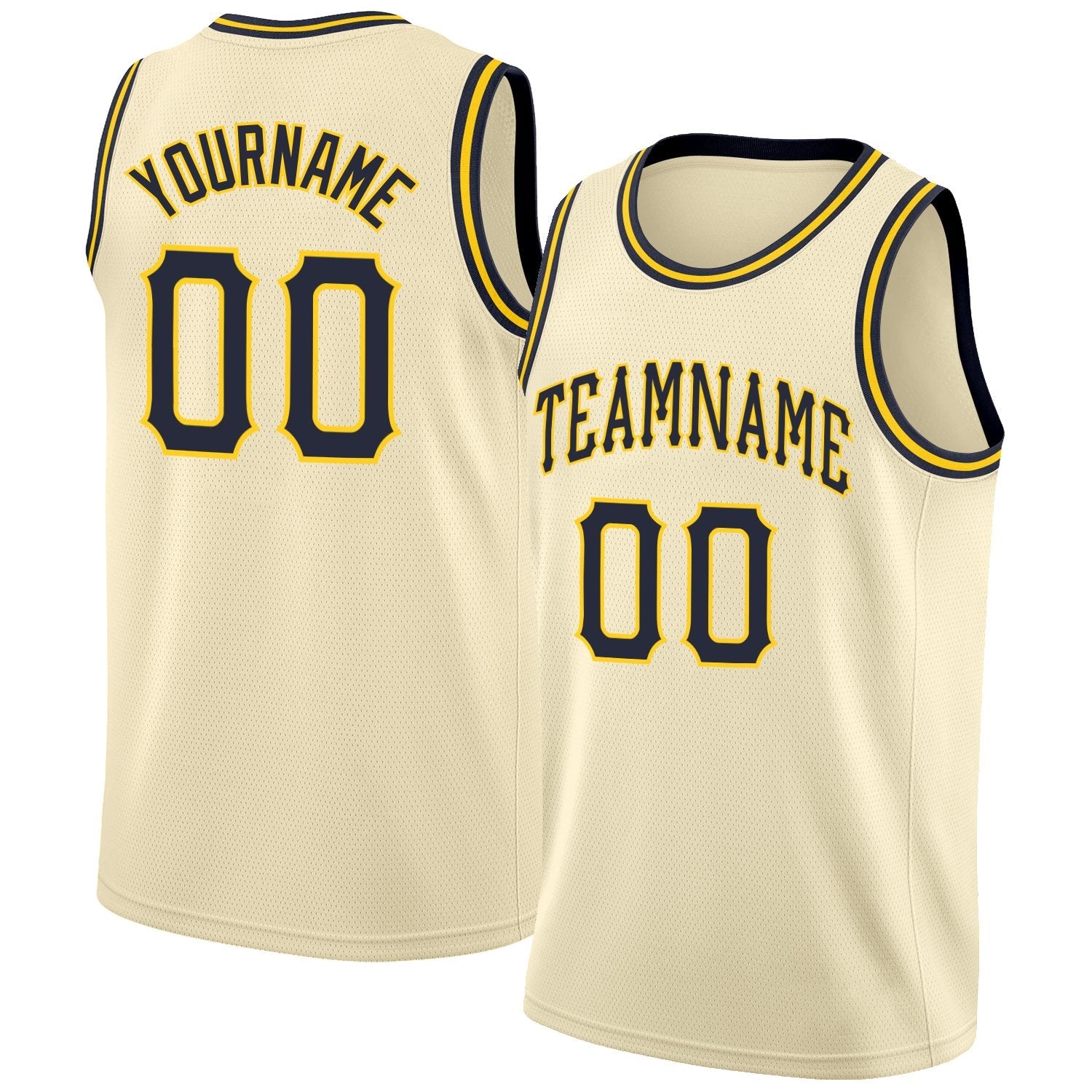 Custom Cream Navy-Gold Classic Tops Athletic Basketball Jersey| KXKSHOP
