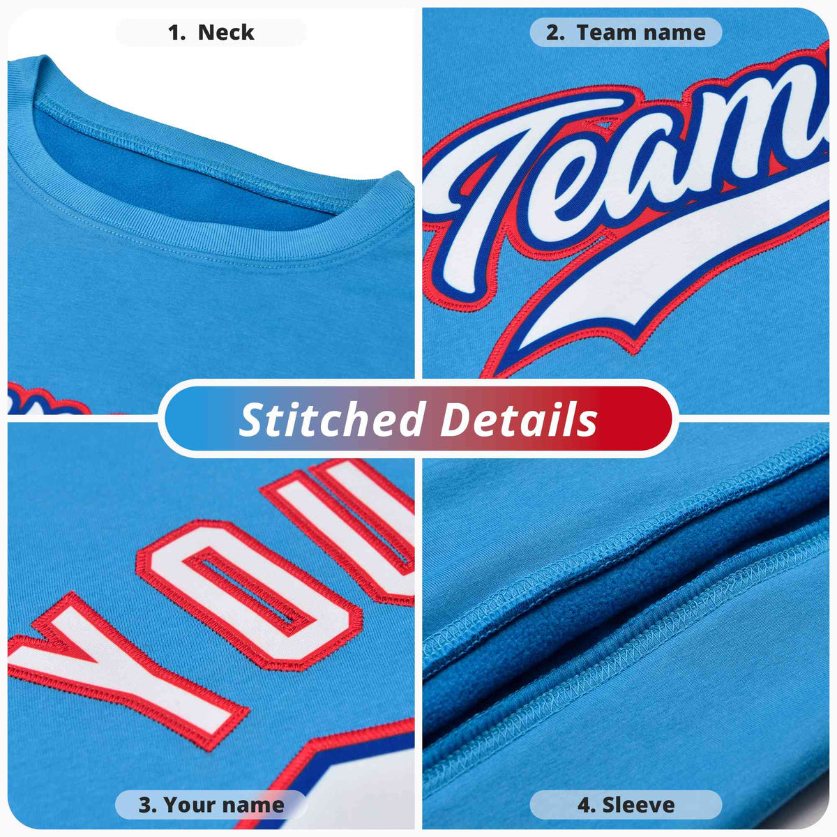 Custom Powder Blue Classic Style Personalized Uniform Pullover Hoodie| KXKSHOP