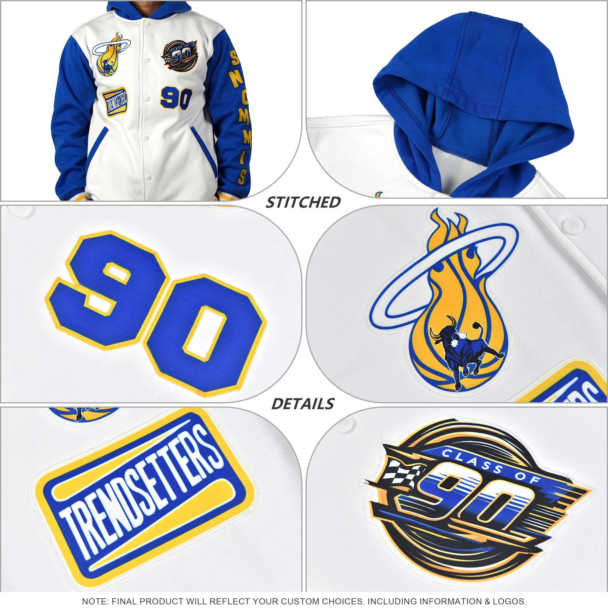 Custom Aqua Black Varsity Full-Snap Letterman Shoulder Color Block Jacket Hoodie| KXKSHOP