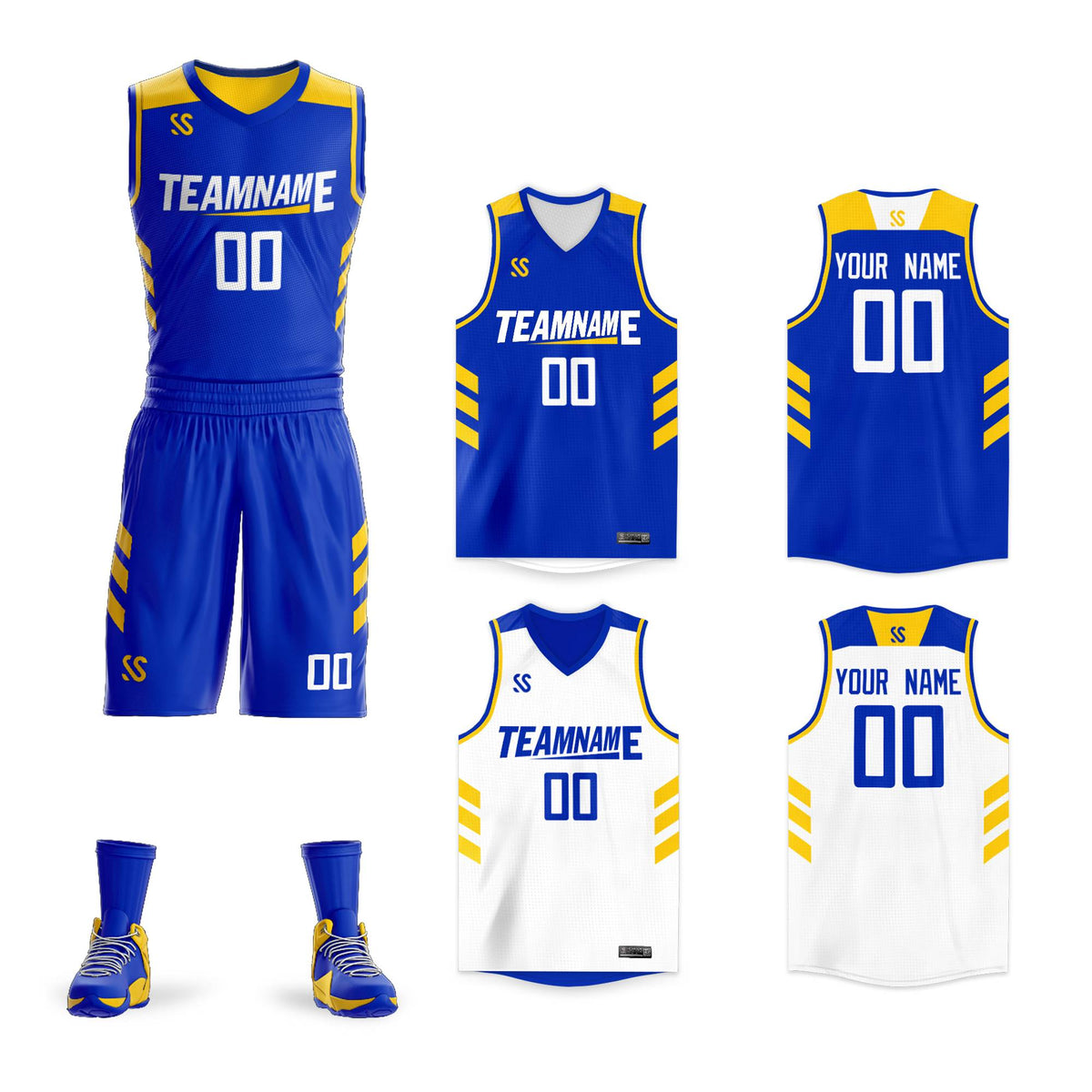 Custom Royal White Double Side Kits Design Sportswear Basketball Jersey