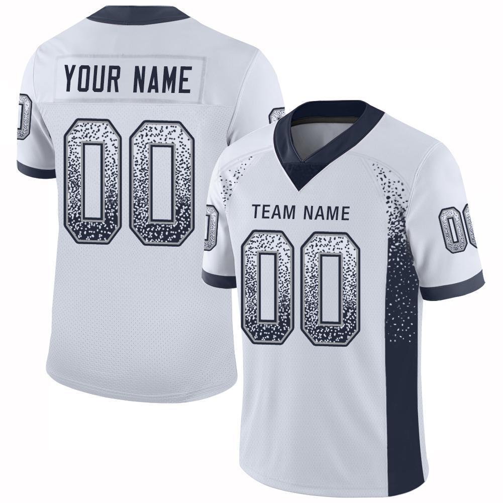 Custom White Navy-Gray Drift Fashion Mesh Authentic American Football Jersey| KXKSHOP