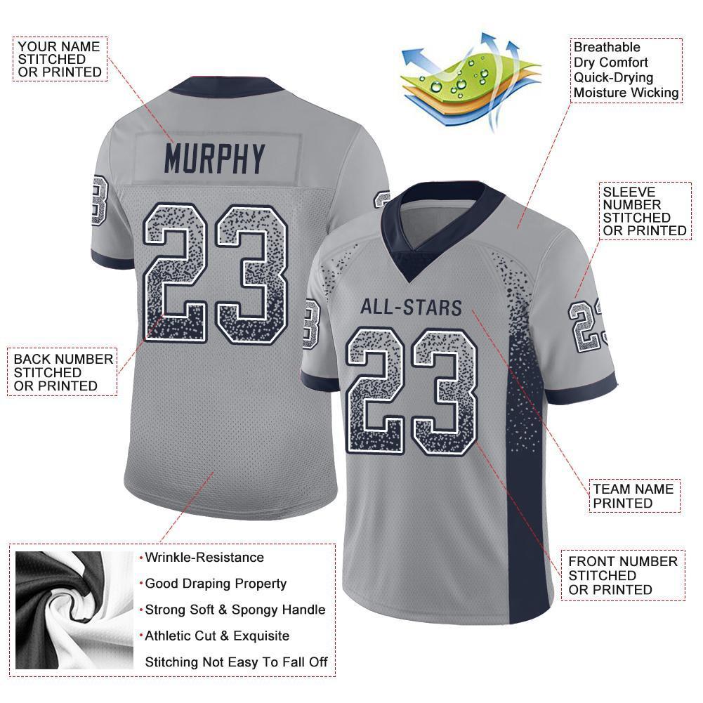 Custom Light Gray Navy-White Drift Fashion Mesh Authentic American Football Jersey| KXKSHOP