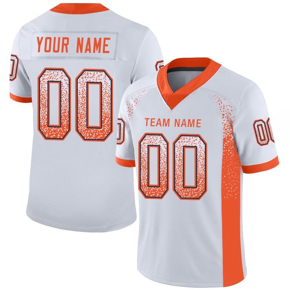 Custom White Orange-Navy Drift Fashion Mesh Authentic American Football Jersey| KXKSHOP