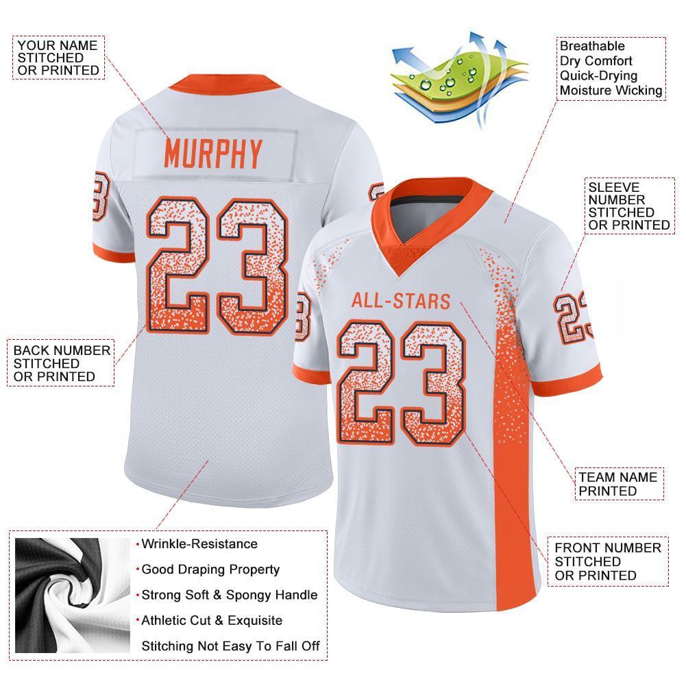 Custom White Orange-Navy Drift Fashion Mesh Authentic American Football Jersey| KXKSHOP