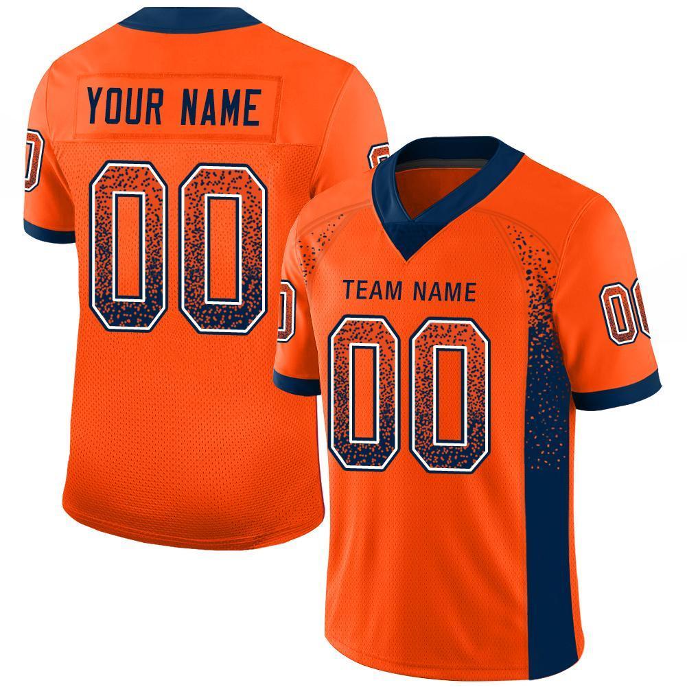 Custom Orange Navy-White Drift Fashion Mesh Authentic American Football Jersey| KXKSHOP