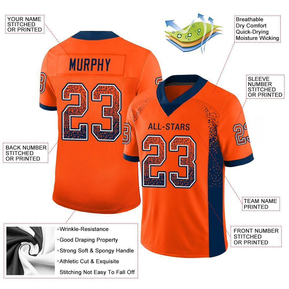 Custom Orange Navy-White Drift Fashion Mesh Authentic American Football Jersey| KXKSHOP
