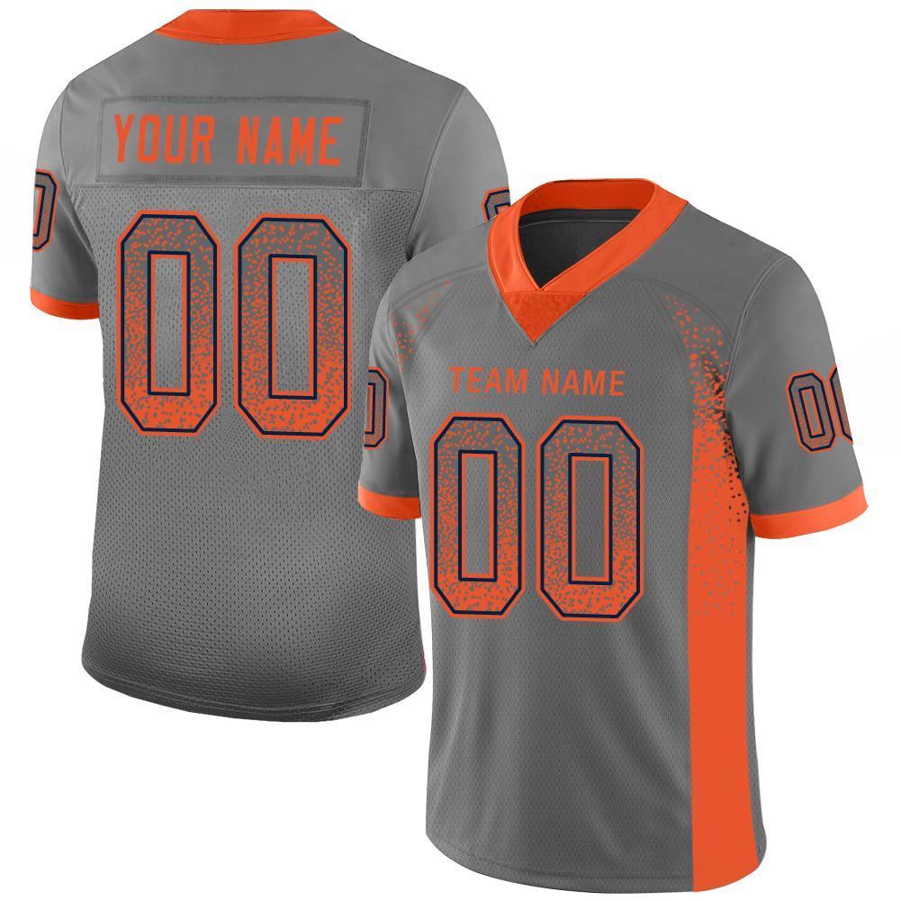 Custom Gray Orange-Navy Drift Fashion Mesh Authentic American Football Jersey| KXKSHOP