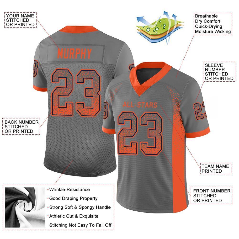Custom Gray Orange-Navy Drift Fashion Mesh Authentic American Football Jersey| KXKSHOP