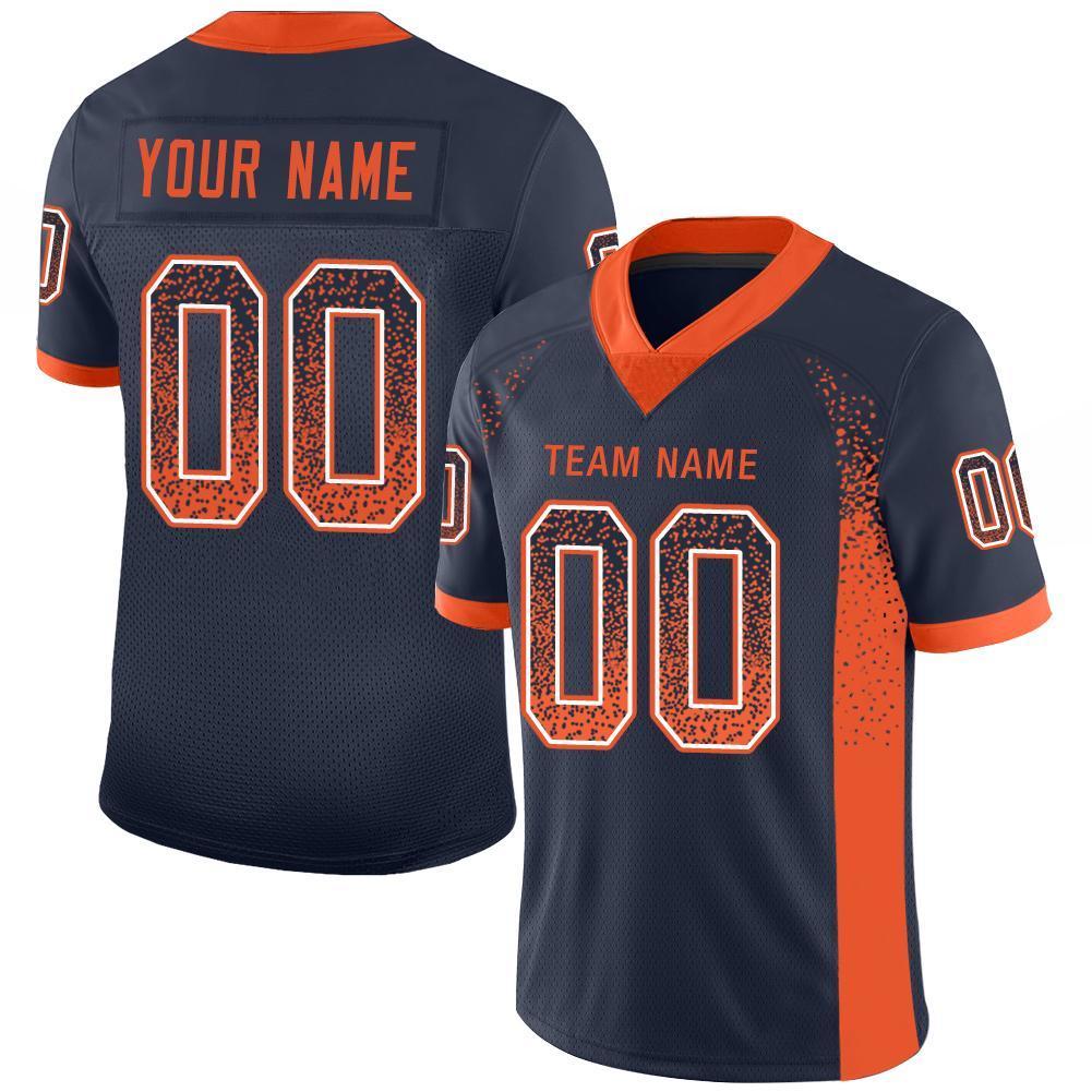 Custom Navy Orange-White Drift Fashion Mesh Authentic American Football Jersey| KXKSHOP