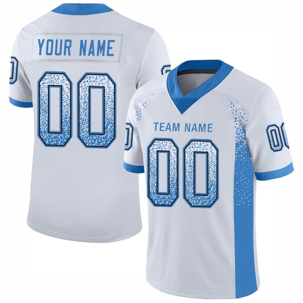 Custom White Powder Blue-Black Drift Fashion Mesh Authentic American Football Jersey| KXKSHOP