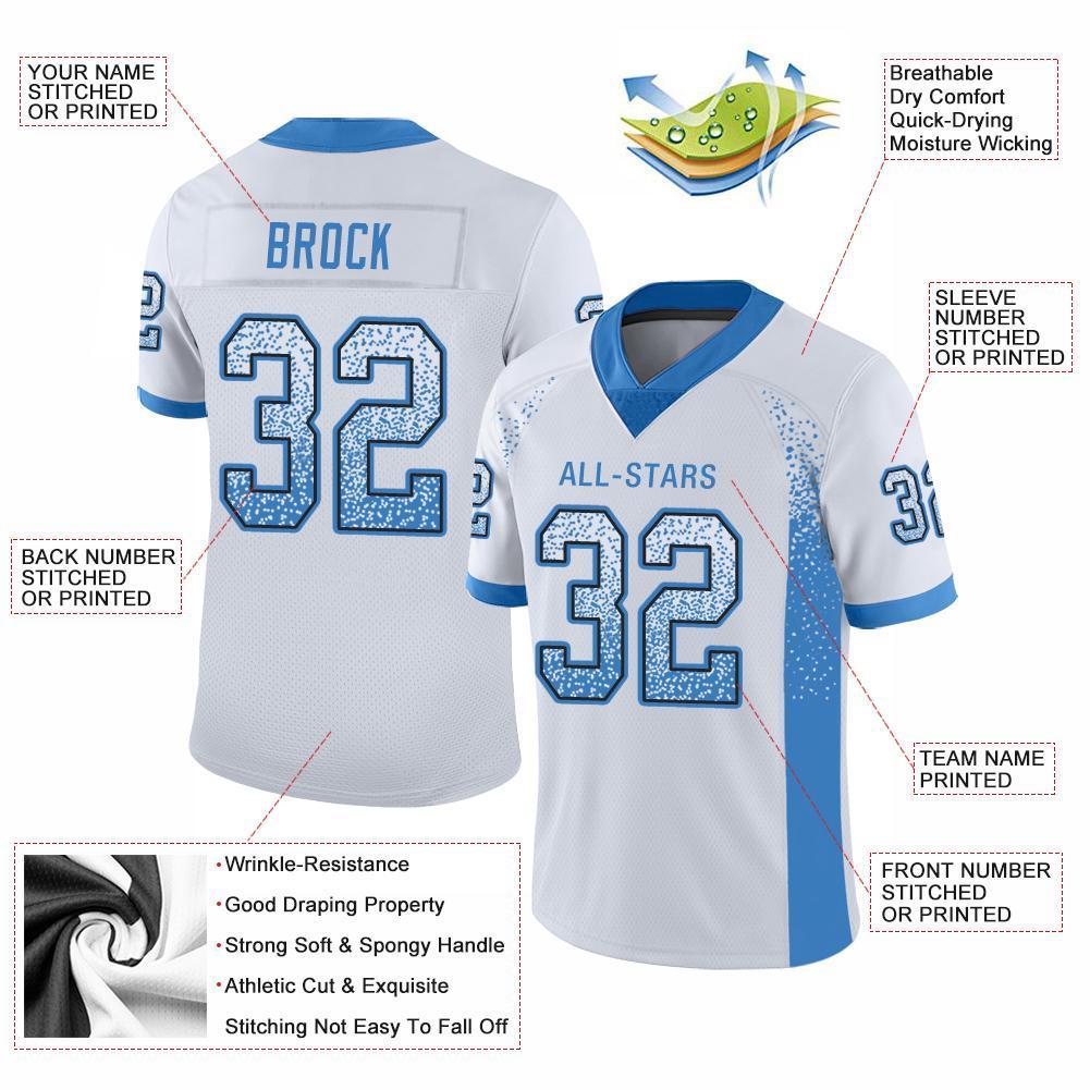 Custom White Powder Blue-Black Drift Fashion Mesh Authentic American Football Jersey| KXKSHOP