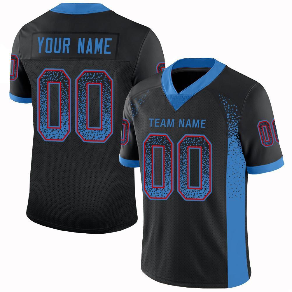 Custom Black Powder Blue-Red Drift Fashion Mesh Authentic American Football Jersey| KXKSHOP