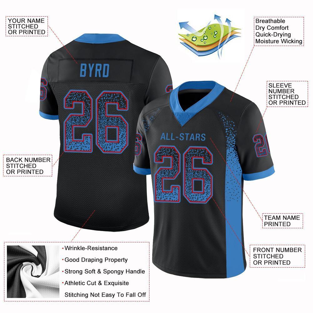 Custom Black Powder Blue-Red Drift Fashion Mesh Authentic American Football Jersey| KXKSHOP