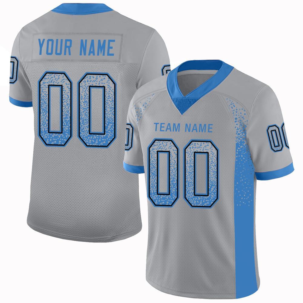 Custom Light Gray Powder Blue-Black Drift Fashion Mesh Authentic American Football Jersey| KXKSHOP