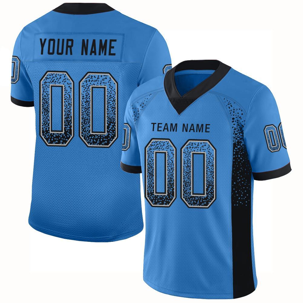 Custom Powder Blue Black-Gray Drift Fashion Mesh Authentic American Football Jersey| KXKSHOP