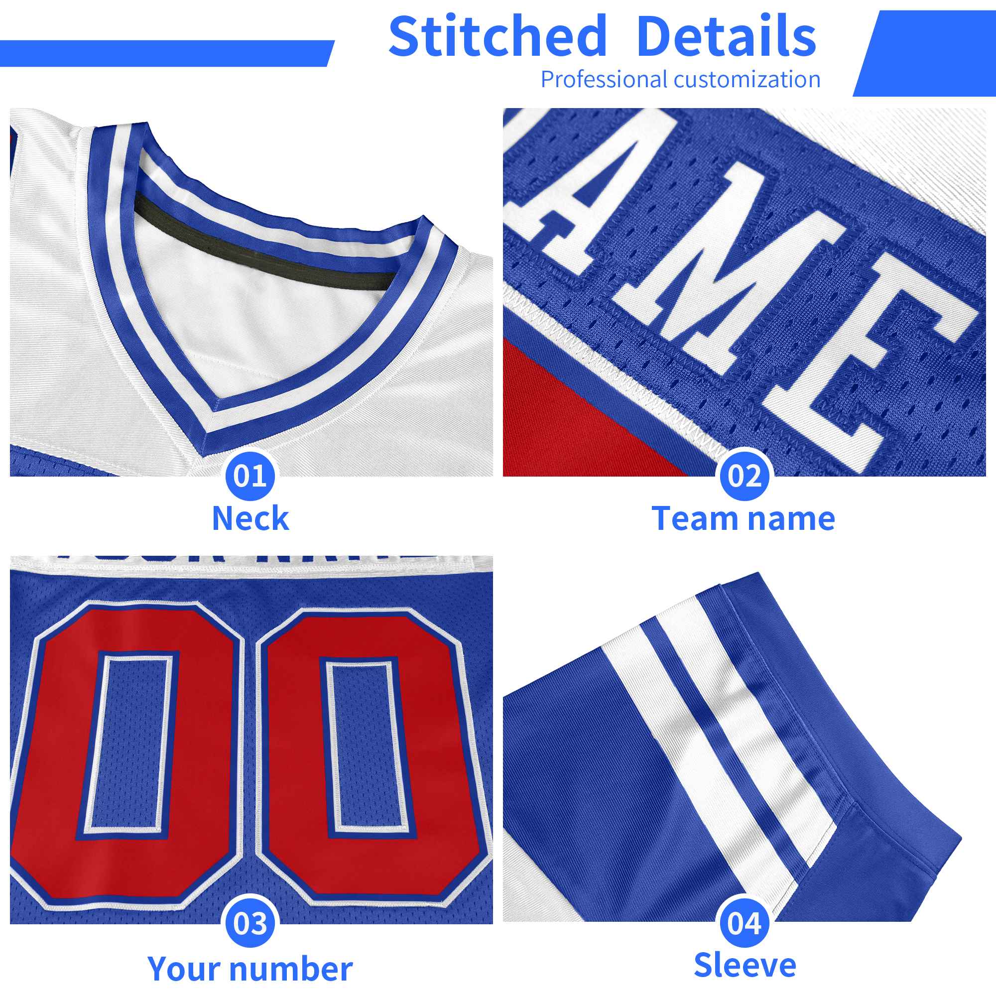 Custom Navy Red Personalized Color Block Authentic Football Jersey