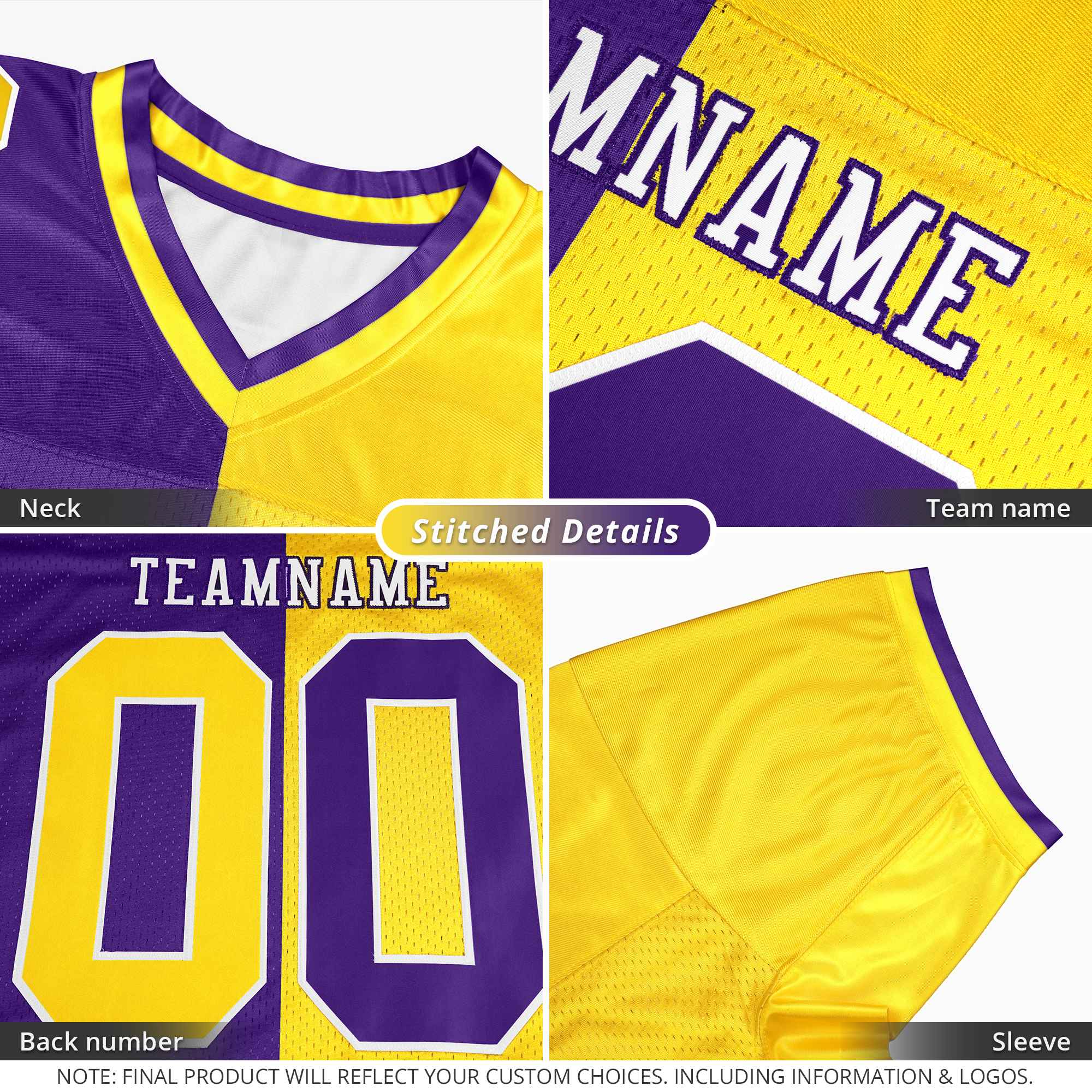 Custom Royal Orange Personalized Split Two Tone Design Authentic Football Jersey