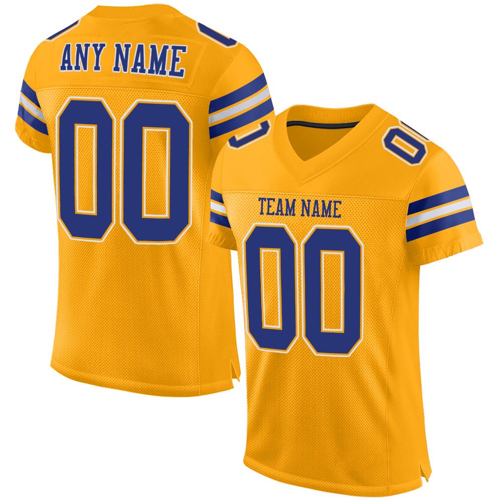 Custom Gold Royal-White Classic Style Mesh Authentic American Football Jersey| KXKSHOP