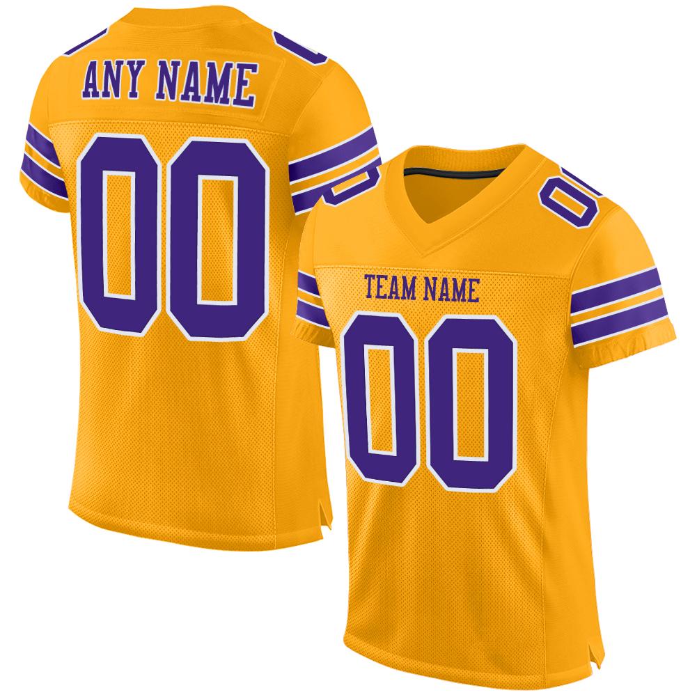 Custom Gold Purple-White Classic Style Mesh Authentic American Football Jersey| KXKSHOP