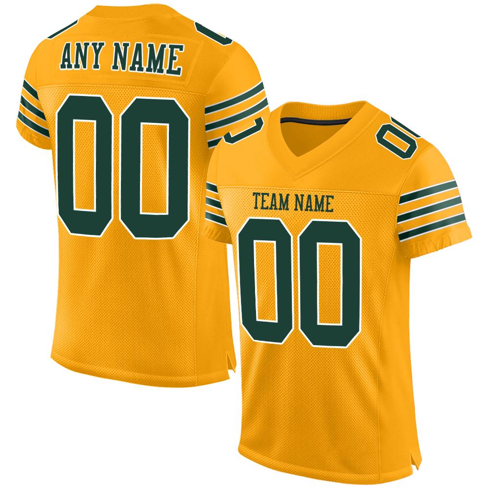 Custom Gold Green-White Classic Style Mesh Authentic American Football Jersey| KXKSHOP