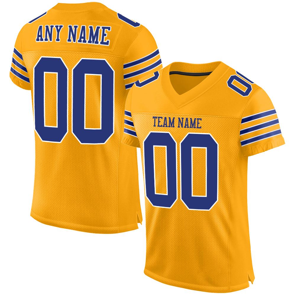 Custom Gold Royal-White Classic Style Mesh Authentic American Football Jersey| KXKSHOP