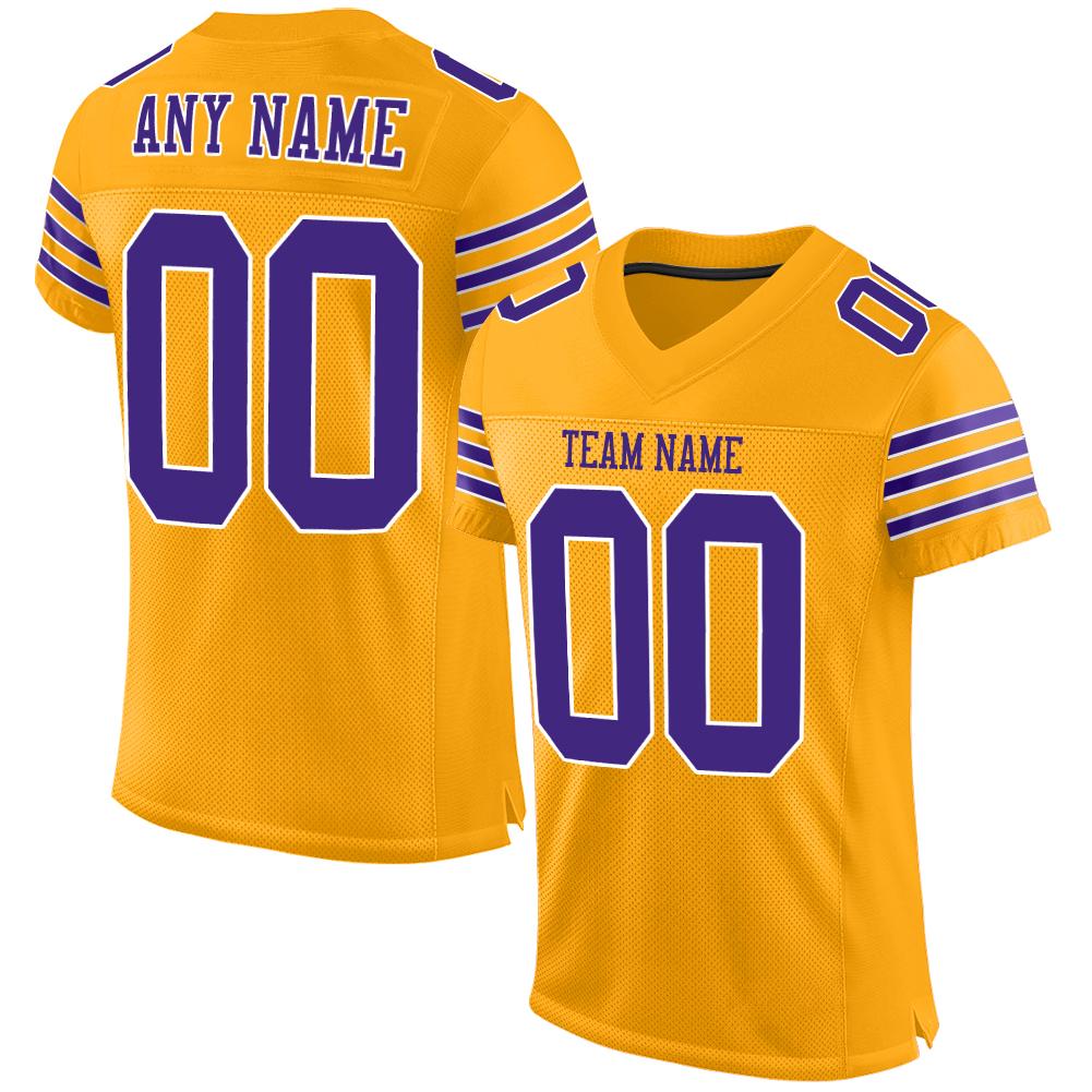 Custom Gold Purple-White Classic Style Mesh Authentic American Football Jersey| KXKSHOP