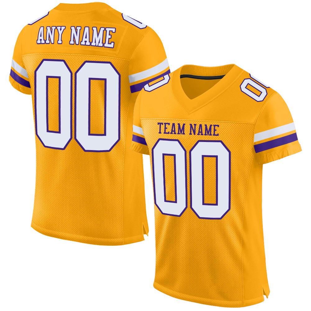 Custom Gold White-Purple Classic Style Mesh Authentic American Football Jersey| KXKSHOP