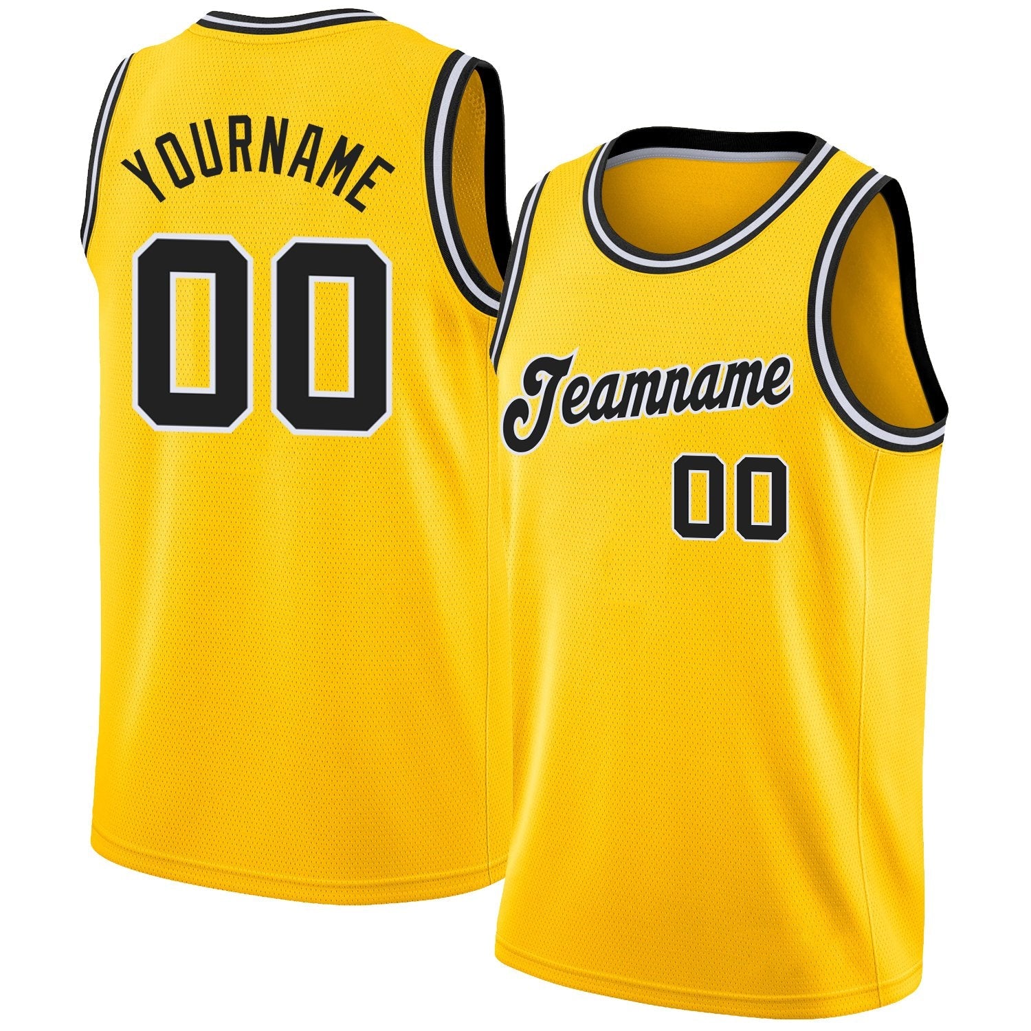 Custom Gold Black-White Classic Tops Breathable Basketball Jersey| KXKSHOP
