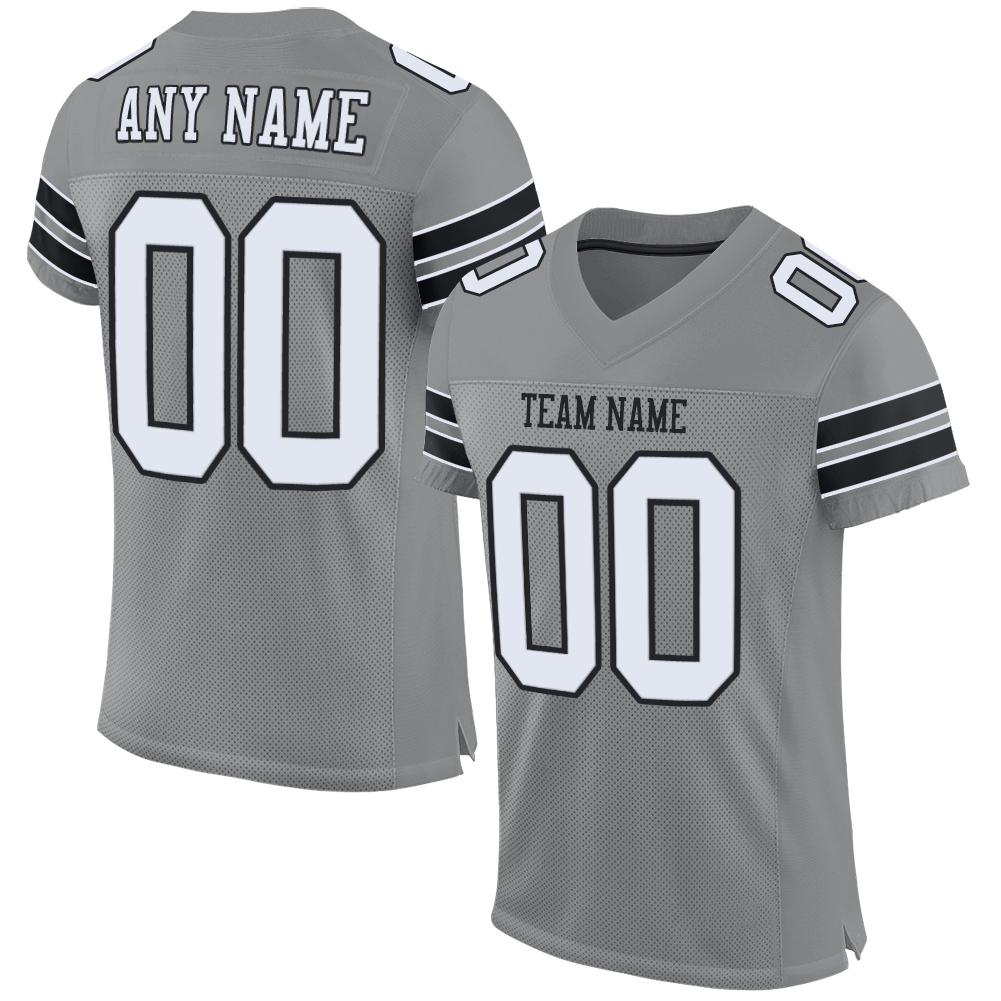 Custom Gray White-Black Classic Style Mesh Authentic American Football Jersey| KXKSHOP