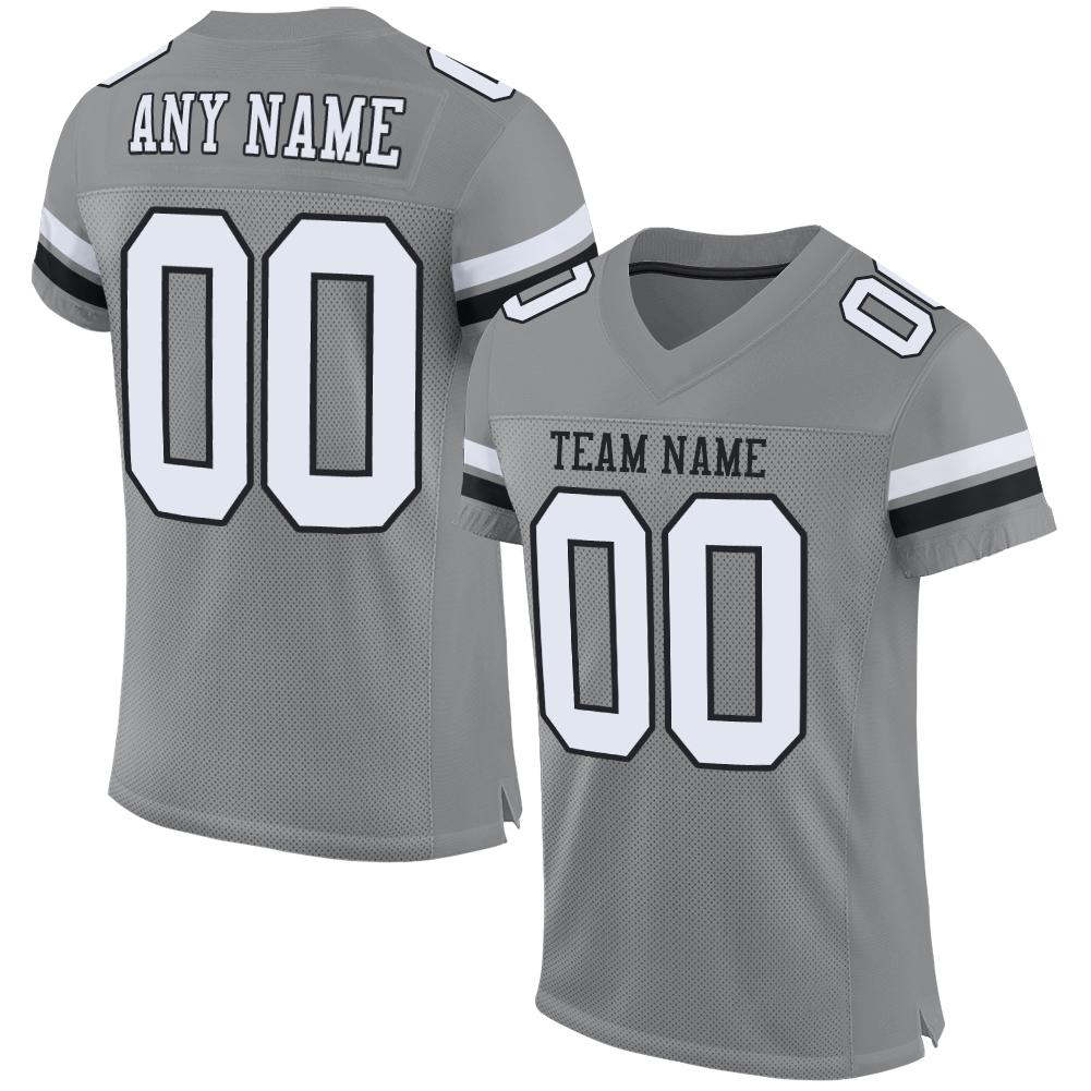 Custom Gray White-Black Classic Style Mesh Authentic American Football Jersey| KXKSHOP