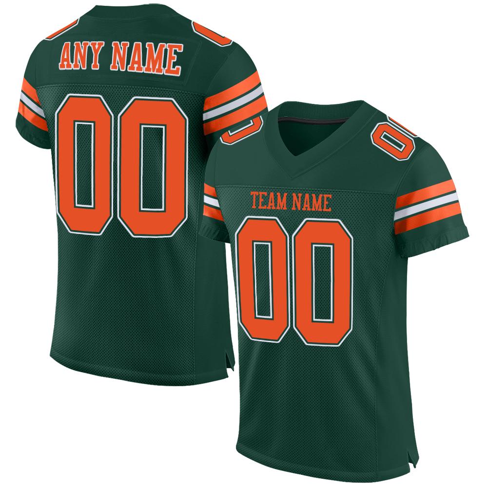 Custom Green Orange-White Classic Style Mesh Authentic American Football Jersey| KXKSHOP