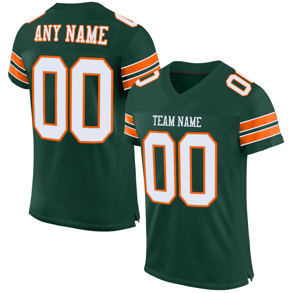 Custom Green White-Orange Classic Style Mesh Authentic American Football Jersey| KXKSHOP