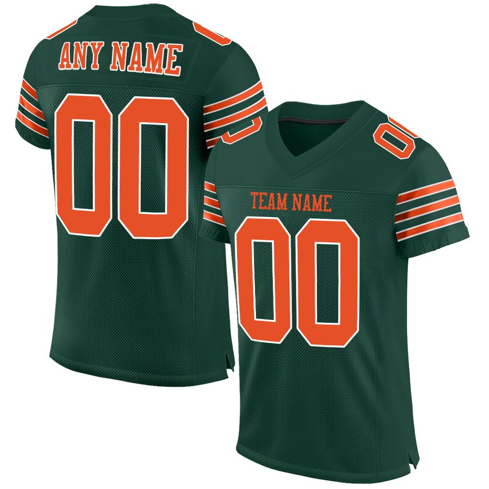 Custom Green Orange-White Classic Style Mesh Authentic American Football Jersey| KXKSHOP
