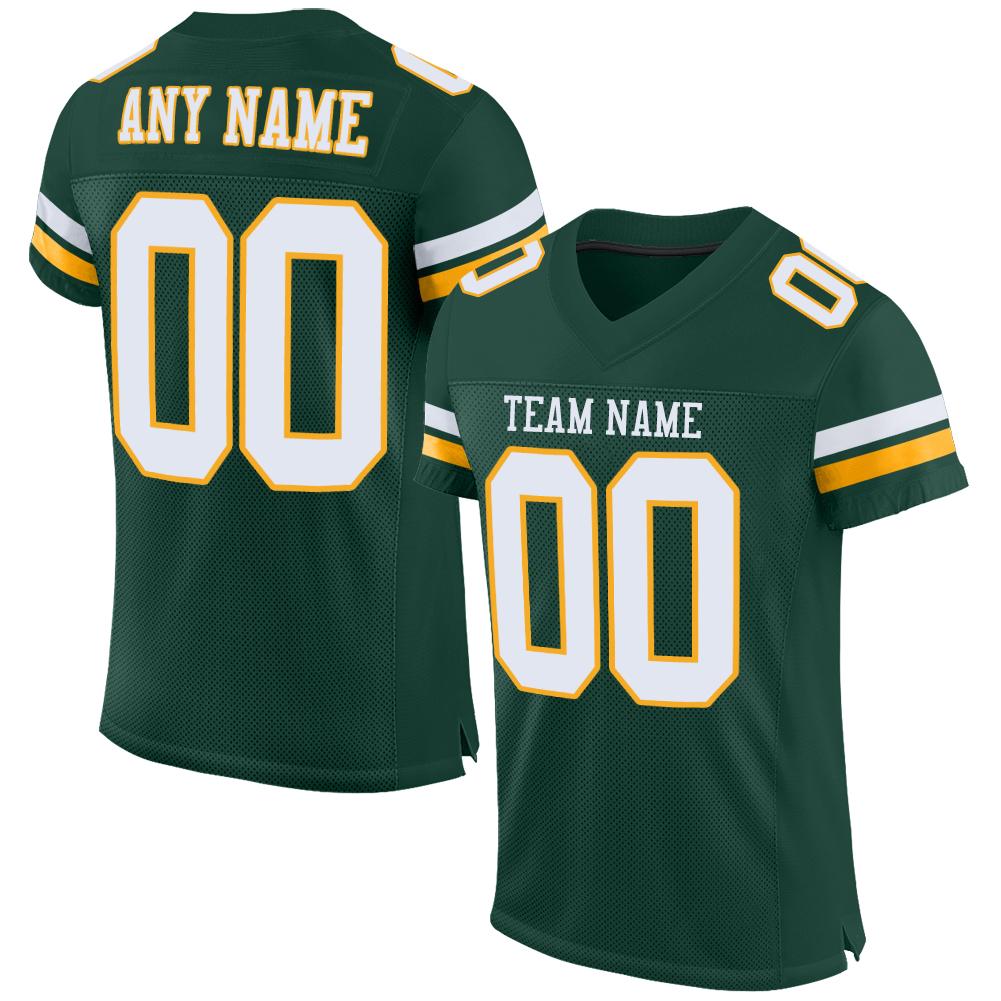 Custom Green White-Gold Classic Style Mesh Authentic American Football Jersey| KXKSHOP